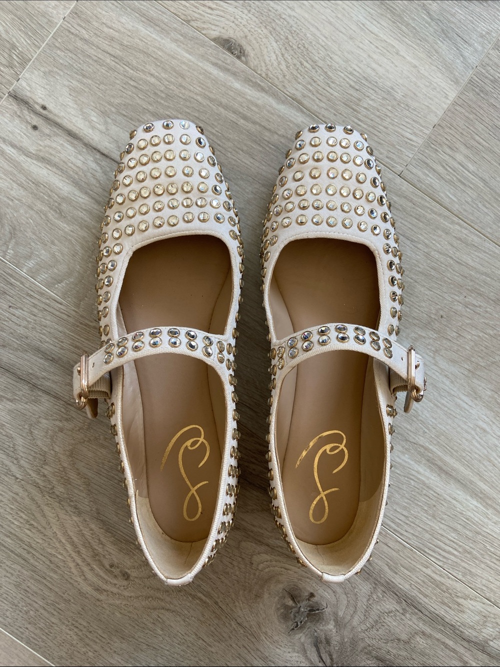 Sam Edelman Champagne Studded Mary Jane Flats